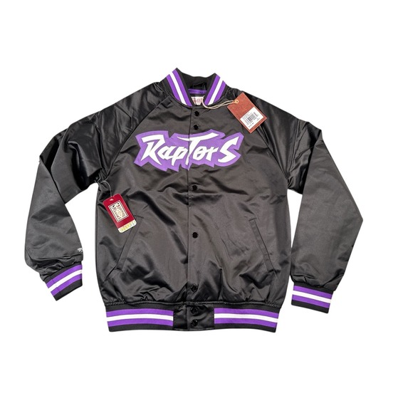 Mitchell Ness NBA Toronto Raptors Satin Jacket Mens Small Black